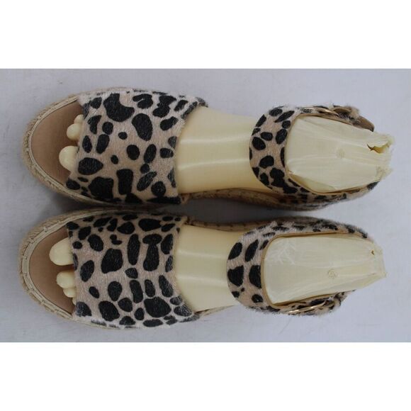 Bella Marie Leopard Espadrilles Size 8 Women's Peep Toe - Picture 3 of 11